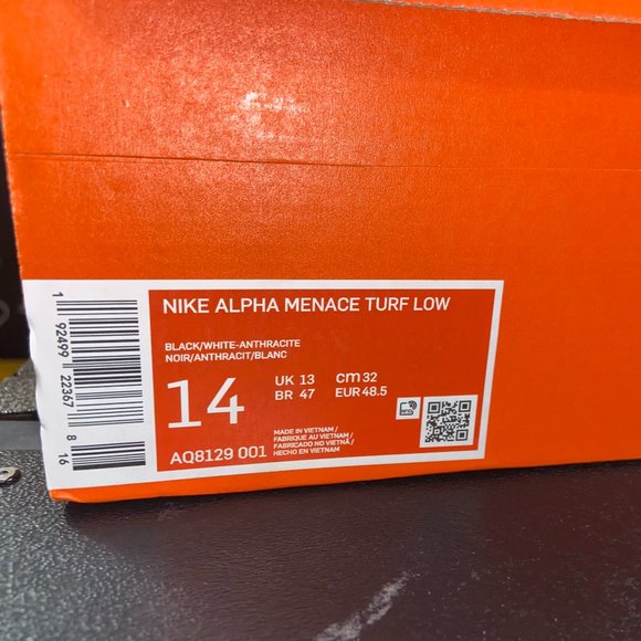 Nike Alpha Menace Turf Low Football Shoe Black White AQ8129-001 Men Sz NEW main image 7